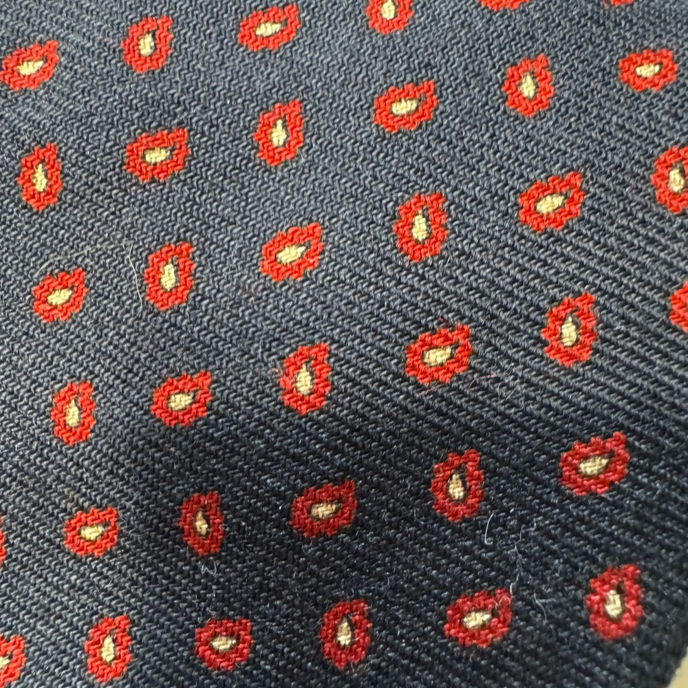 Liberty of London Necktie Mens OS Navy Blue Red Geometric Silk Preppy Classic